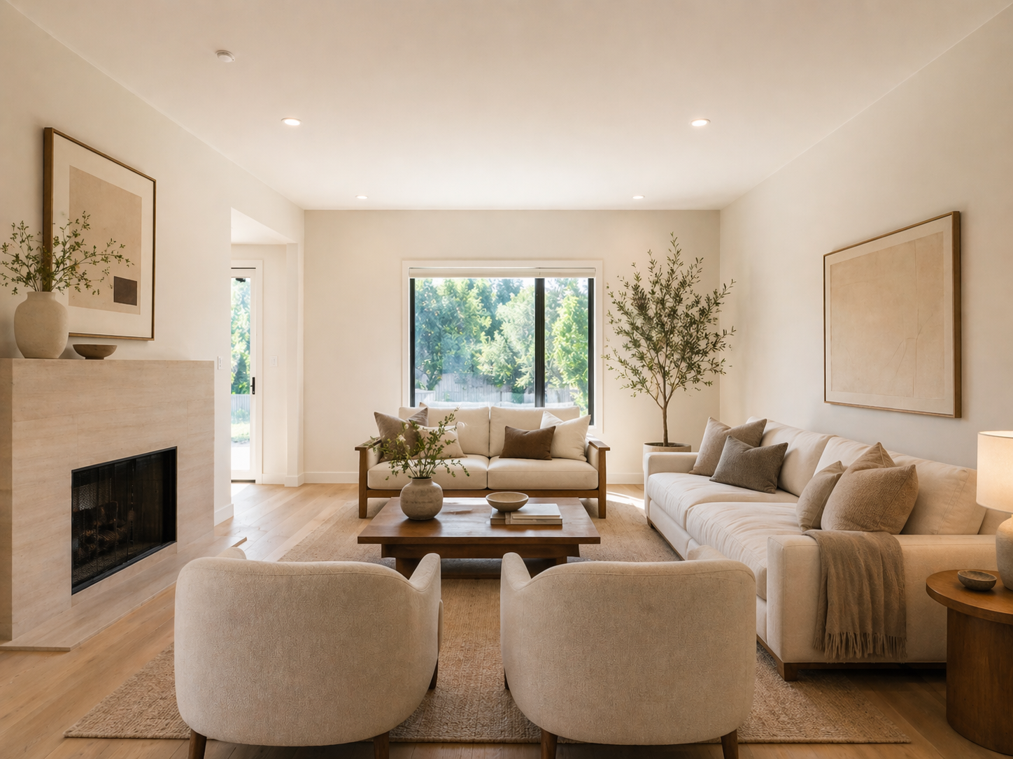 Japandi-style designed living room concept output.